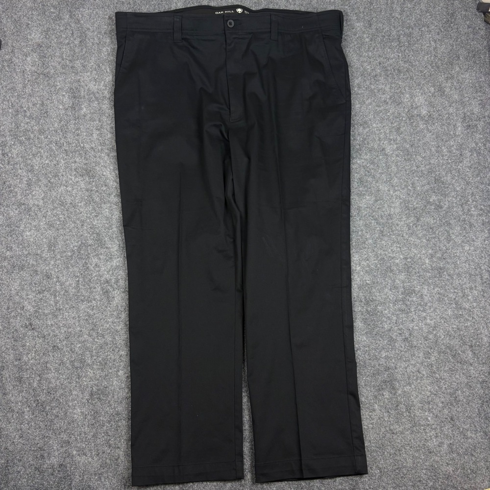 Oak Hill Mens Straight Fit Tech Pants Black Stretch Chino Trousers 44x30 DXL